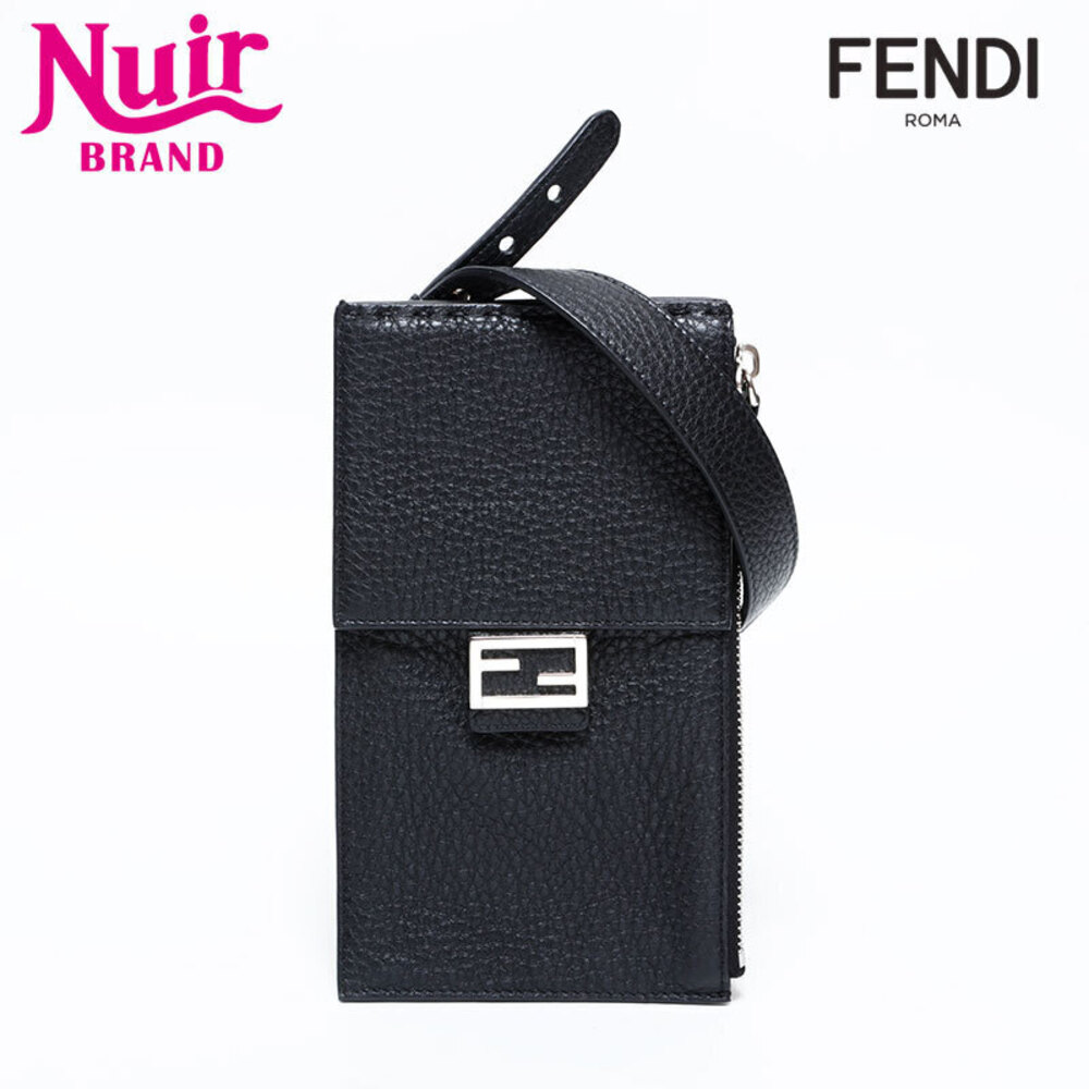 Fendi Shoulder Bag Leather Mamma Bucket Phone Case Black